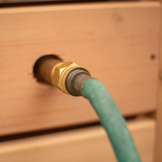 Garden hose connect kit for a single hose outdoor shower connection