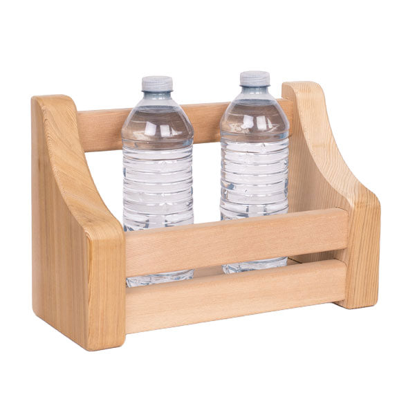 Cedar bottle shelf for an outdoor shower