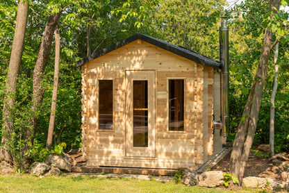 CT Georgian cabin sauna in the With Changeroom configuration, sited among trees