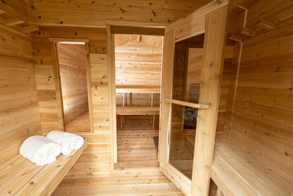 Changeroom interior of the CT Georgian With Changeroom configuration with bench and window