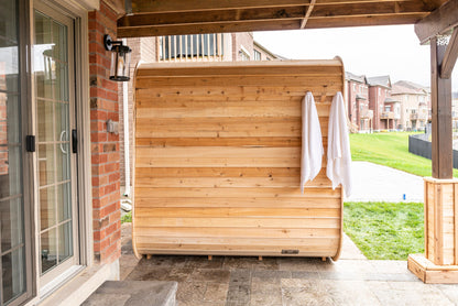 CT Luna sauna exterior rear three-quarter view