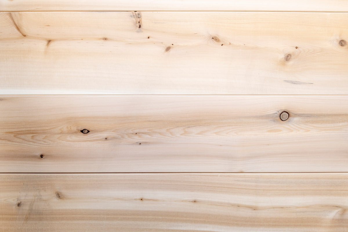 Eastern White Cedar board grain detail on the CT MiniPOD sauna
