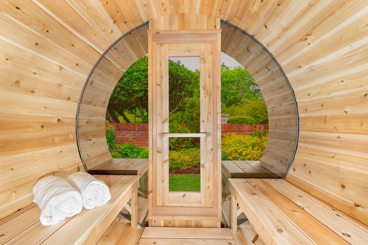 CT Serenity Half-Moon Windows interior looking toward the curved glazing around the door