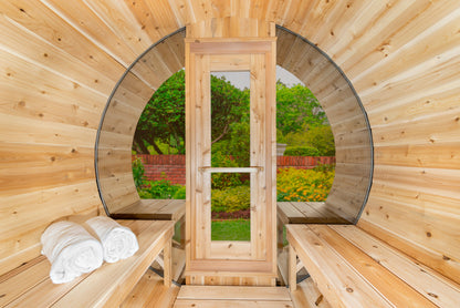 CT Serenity Half-Moon Windows interior looking toward the curved glazing around the door