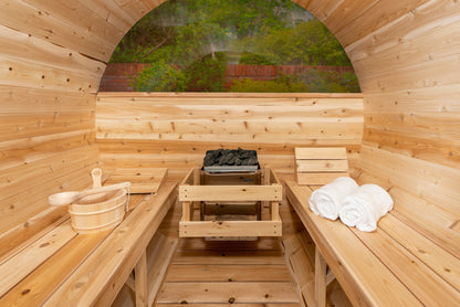 CT Serenity Half-Moon Windows interior showing the heater beneath the curved rear window
