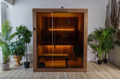 CT Element Loft sauna full glass front panel detail