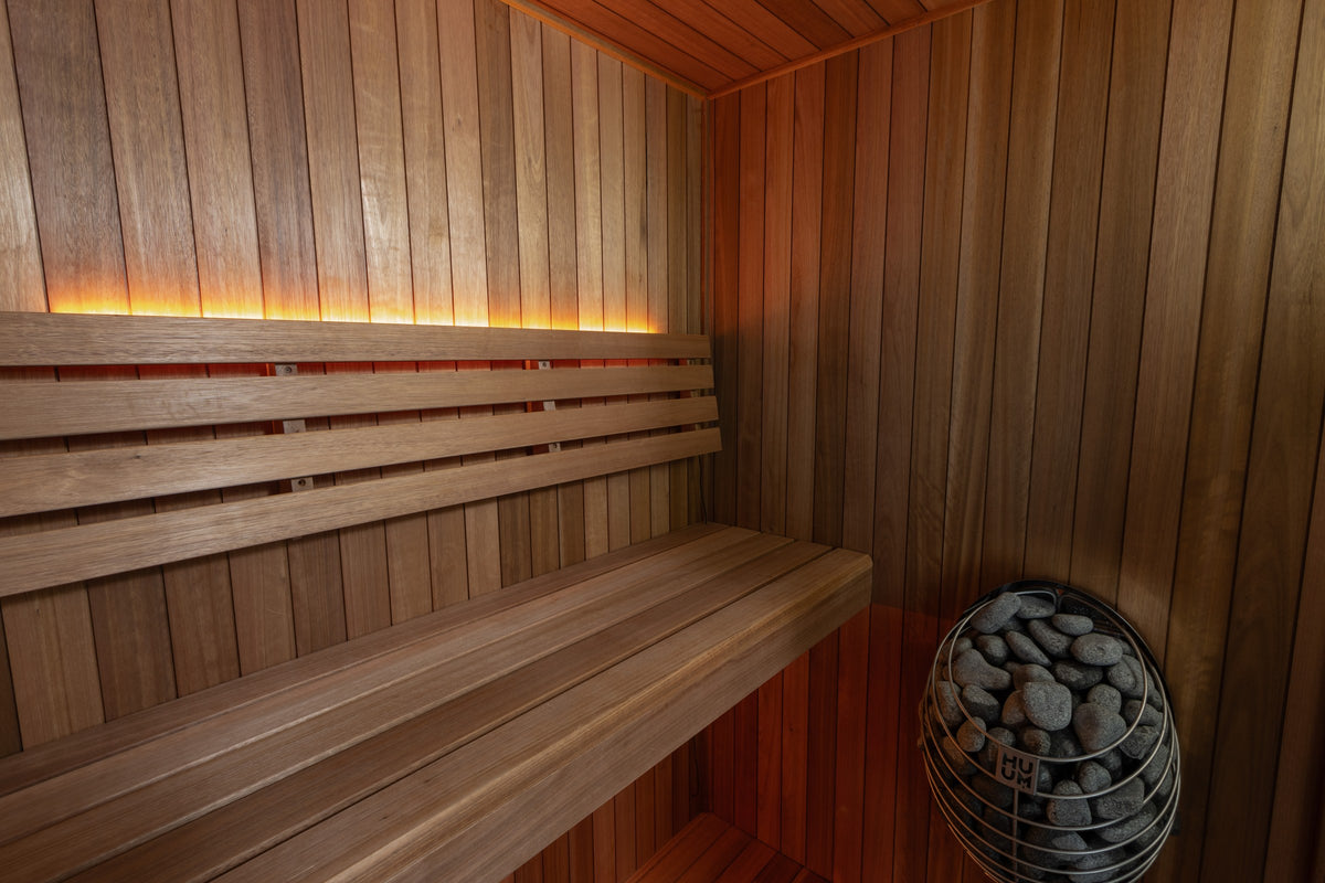CT Element Loft sauna interior with two-tier Thermo Grandis benches