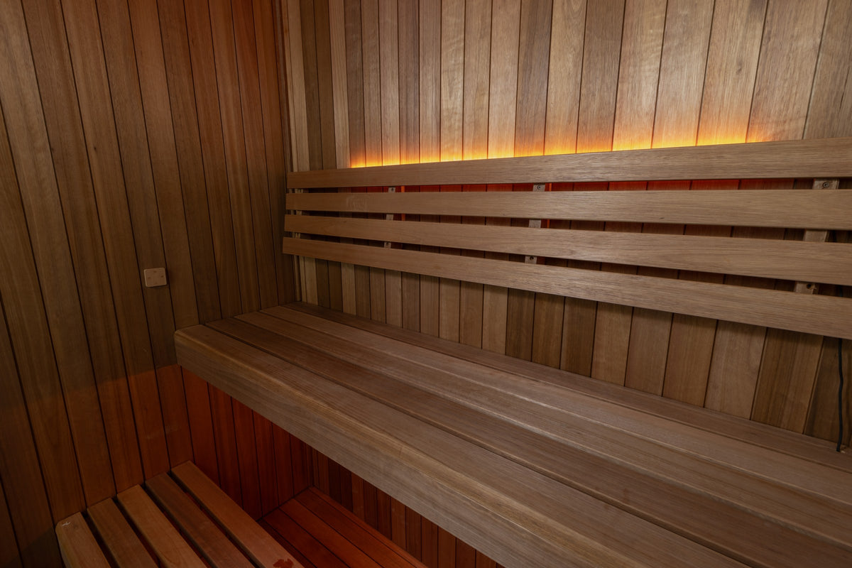 CT Element Loft sauna interior corner joinery and bench return