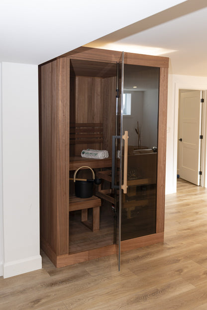 CT Element Nook indoor sauna installed in a finished residential room
