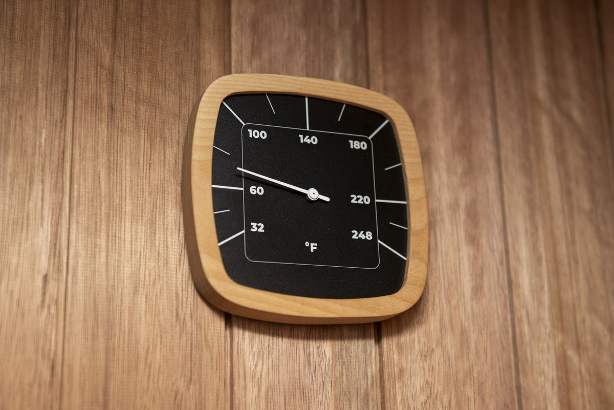 CT Element Nook sauna wall thermometer and hygrometer detail