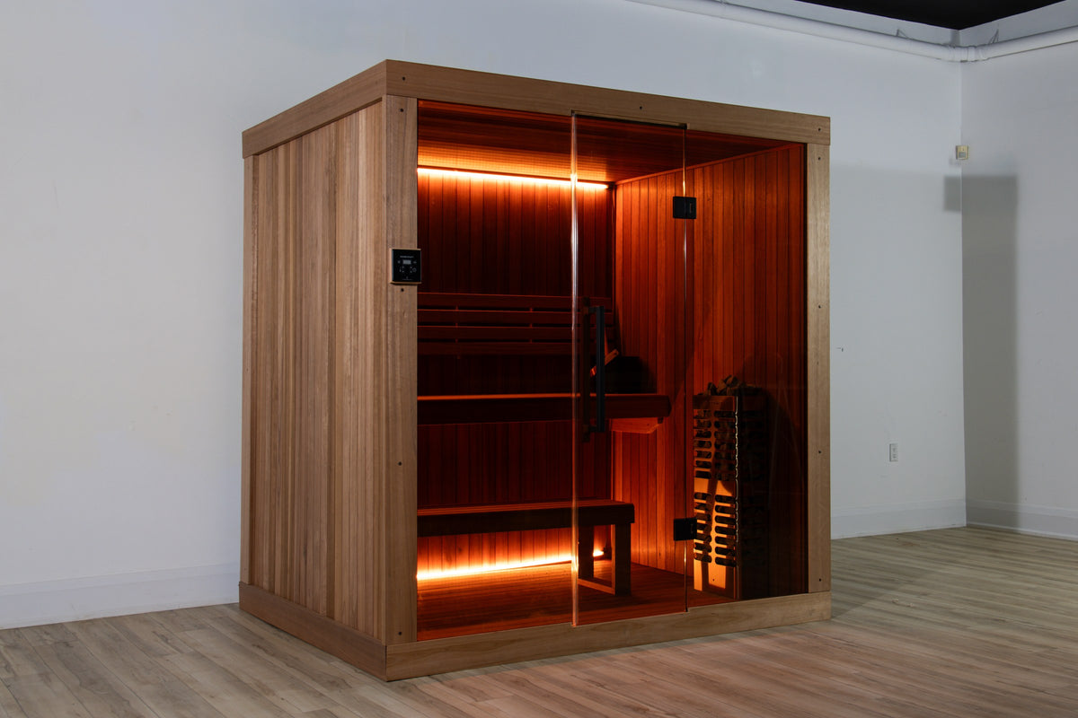 CT Element Studio sauna straight-on elevation showing full 64x84 footprint