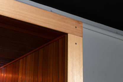 CT Element Studio sauna corner construction and panel joinery detail