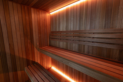 CT Element Studio sauna backlit bench lighting detail
